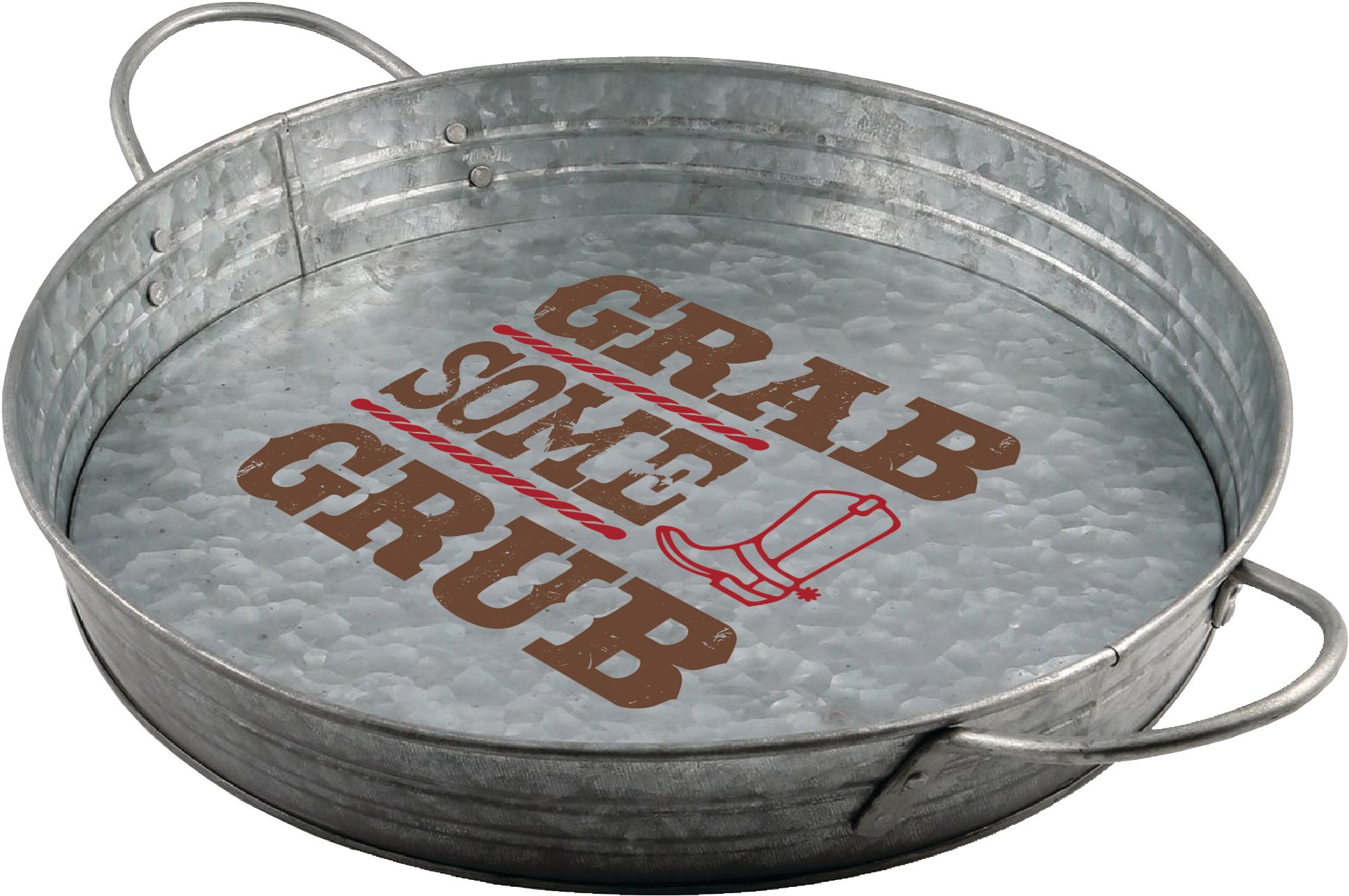 Tin Serving Tray with Handles Overhead_Plunge