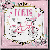 Serviette à boissons, style rétro, un jour à Paris, paq. 16 Front_Flat