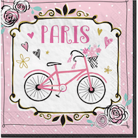 Serviette à boissons, style rétro, un jour à Paris, paq. 16 Front_Flat