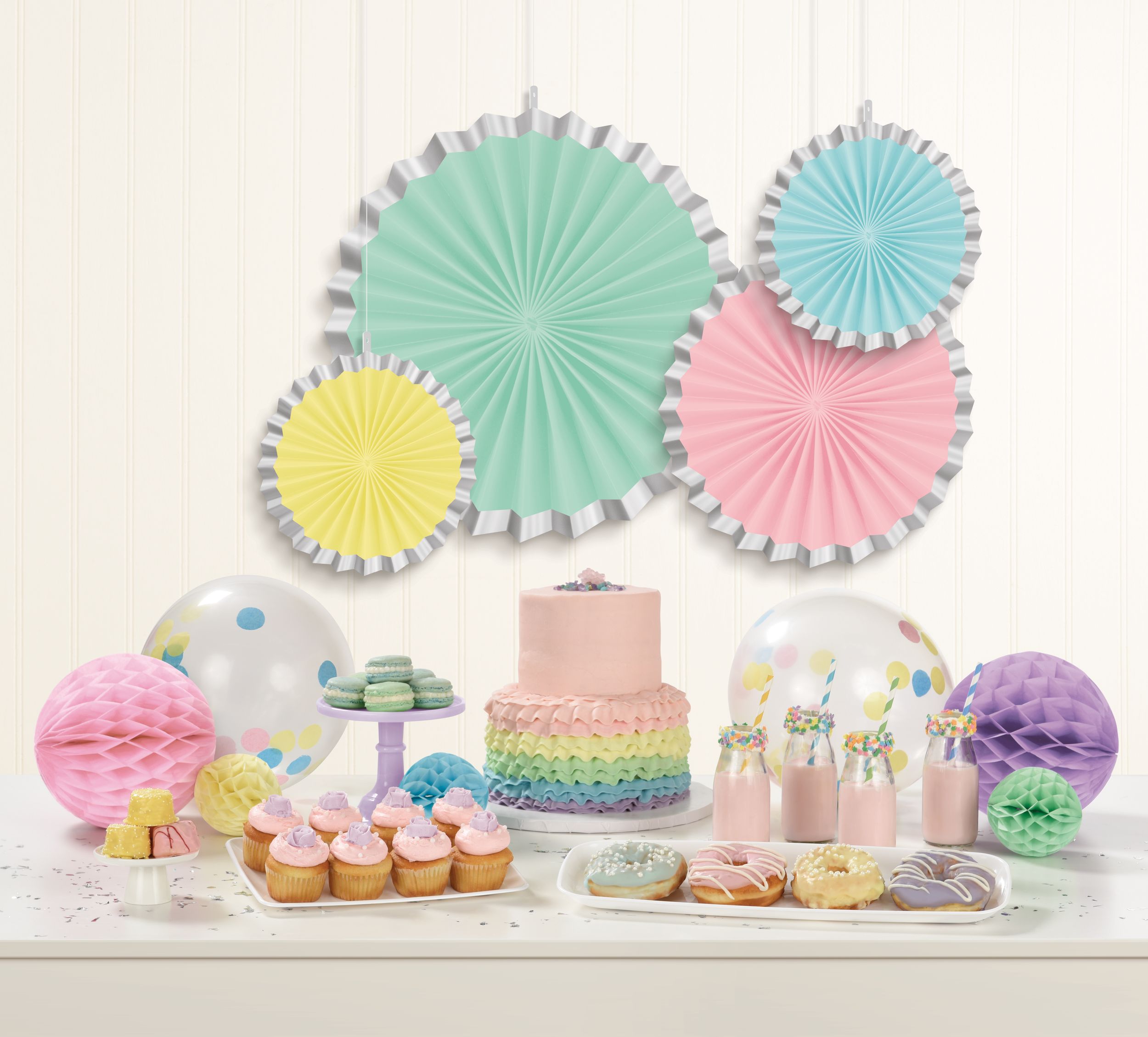 Pretty Pastels Paper Fan Decorations, 4-pk Composite_or_Mixed