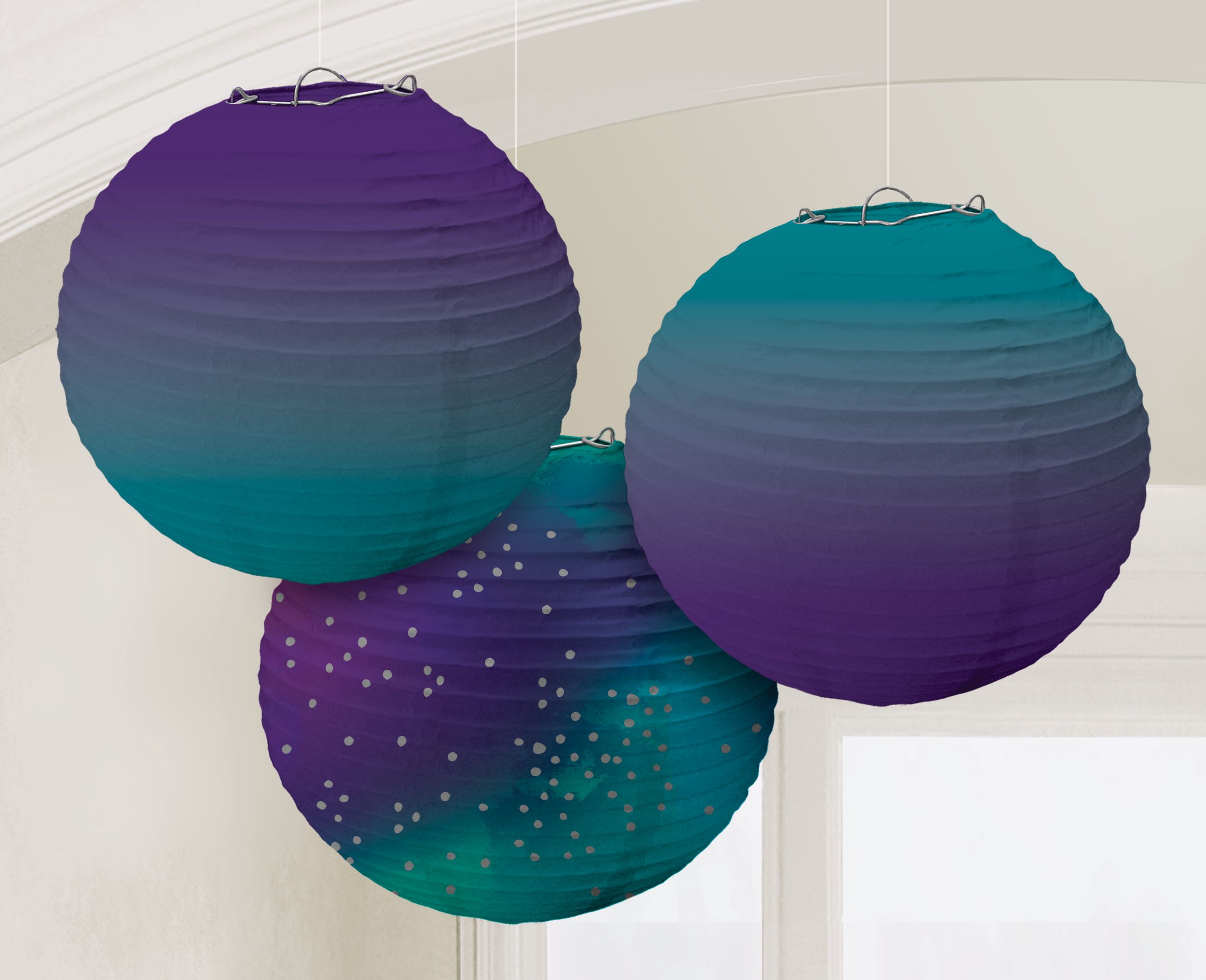 Sparkling Sapphire Ombre Paper Lanterns, 3-pk Composite_or_Mixed