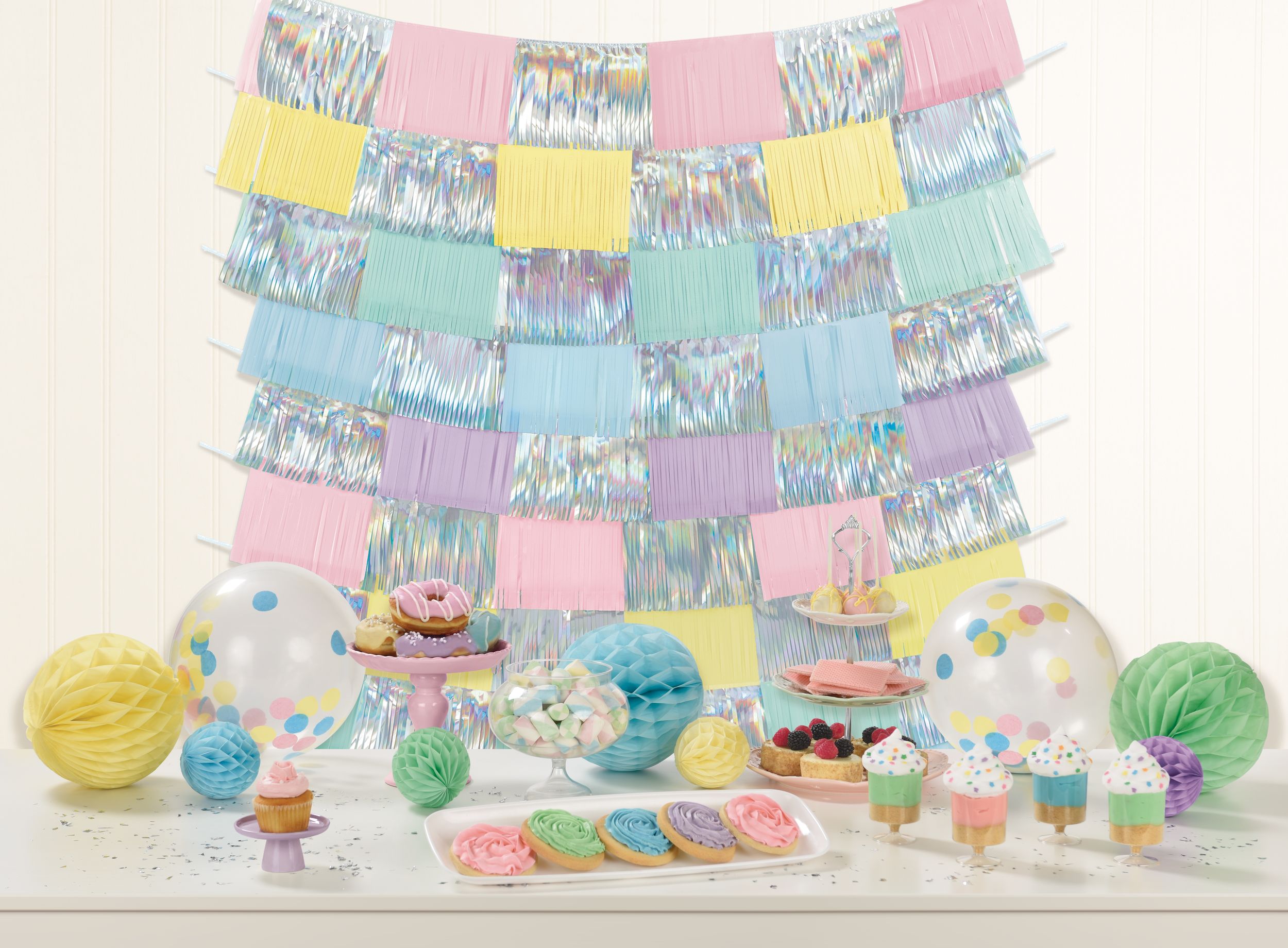 Pretty Pastels Fringe Banners, 9-pk Front_Flat