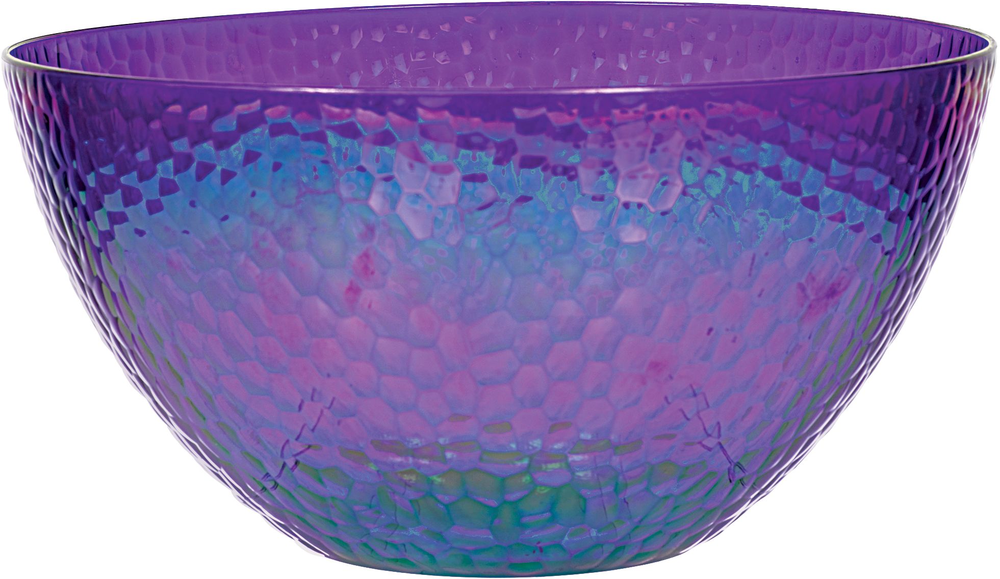 Sparkling Sapphire Iridescent Hammered Plastic Bowl Front_Elevated