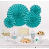 Fan Hanging Sign Decorations, Assorted Colours, 16-in, 4-pk, for Graduation/Wedding/Birthday Composite_or_Mixed