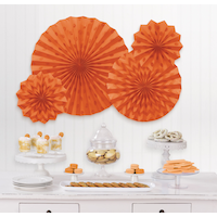 Glitter Orange Polka Dot & Chevron Paper Fan Decorations, 4-pk Composite_or_Mixed