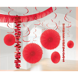 Swirl & Fan Hanging Decorations, Assorted Colours, 16-in, 18-pk, for Graduation/New Year's Eve/Birthday Composite_or_Mixed