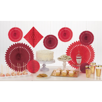 Décorations en nid d'abeilles et éventails en papier rouge, paq. 9 Composite_or_Mixed