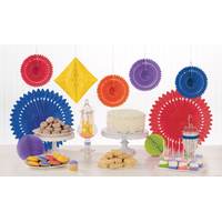 Décorations en nid d'abeilles et éventails en papier arc-en-ciel, paq. 9 Front_Flat