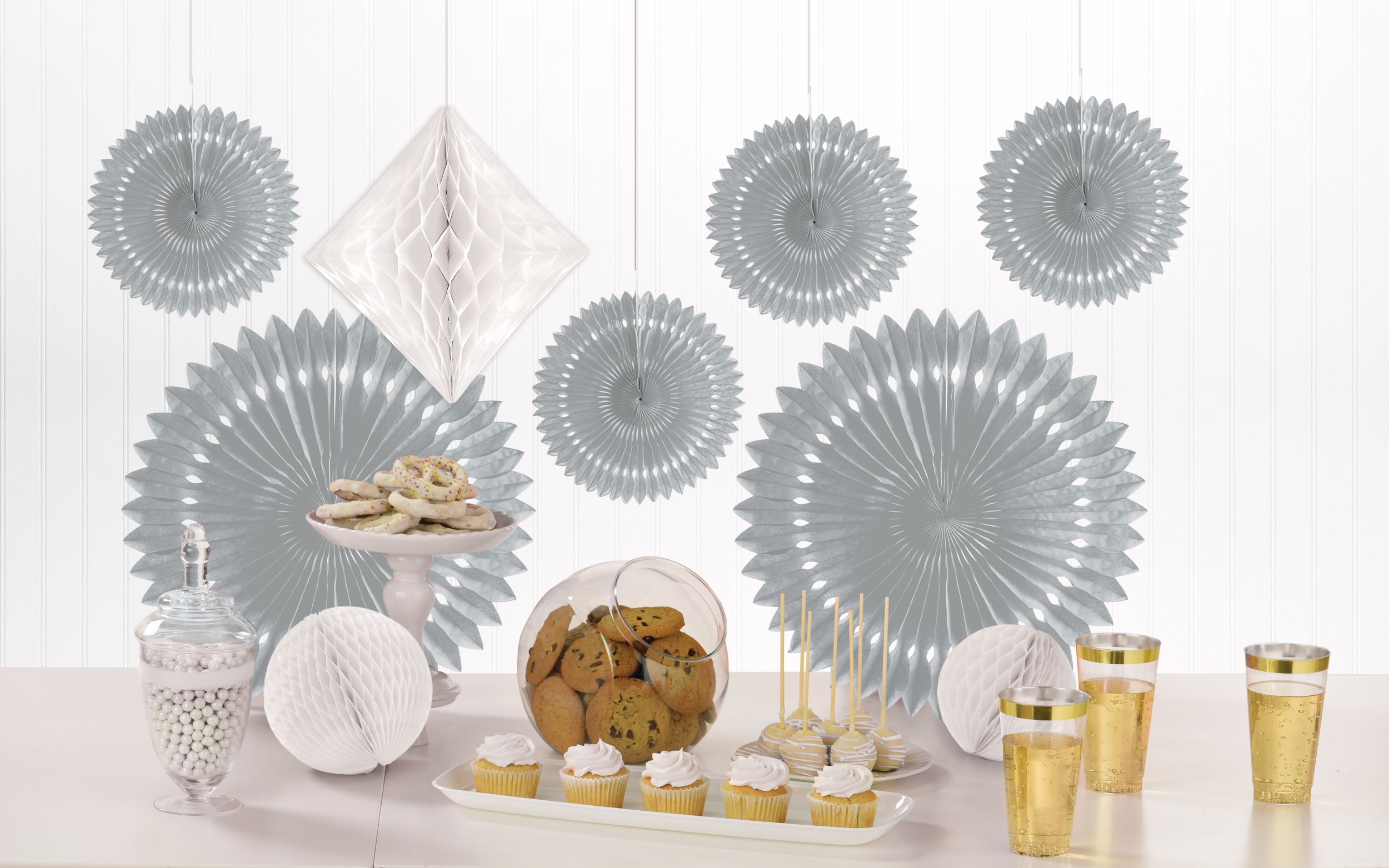 Room & Wall Decorating Kit, Silver/White, 10.75-in, 9-pk, for Graduation/Birthday/Anniversary Composite_or_Mixed