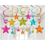 Bright Multicolour Star Swirl Decorations, 30-ct Composite_or_Mixed