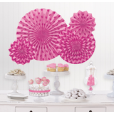 Éventails en papier à pois et chevrons rose vif étincelant, paq. 4 Composite_or_Mixed