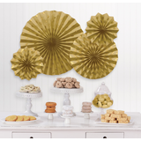 Fan Hanging Sign Decorations, Gold, 16-in, 9-pk, for Weddings/Showers/New Year's Eve Composite_or_Mixed