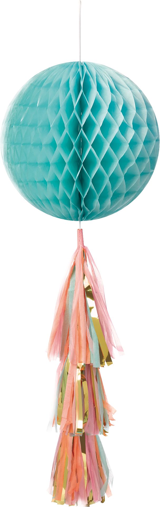 Pastel & Gold Honeycomb Ball with Tail Front_Flat