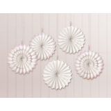 Fan Hanging Sign Decorations, White, 7-in, 5-pk, for Wedding Front_Flat