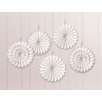 Fan Hanging Sign Decorations, White, 7-in, 5-pk, for Wedding