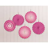 Mini éventails en papier rose vif, paq. 5 Front_Flat