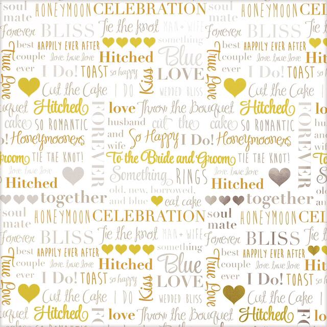 Papier d'emballage Nuages de mots de mariage métallique Front_Flat