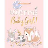 Metallic Woodland Baby Girl Gift Bag Front_Flat