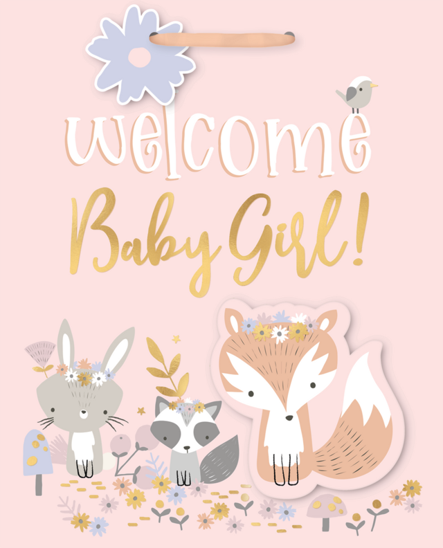 Metallic Woodland Baby Girl Gift Bag Party City