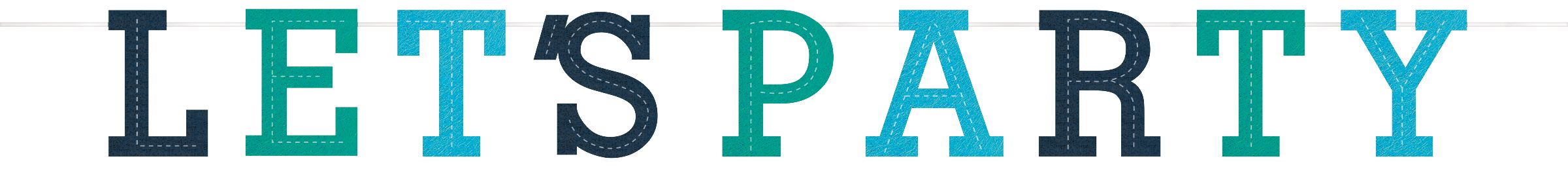Shades of Blue Let's Party Felt Letter Banner | Party City