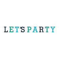 Banderole en lettres de feutre Let's Party, nuances de bleu Front_Flat