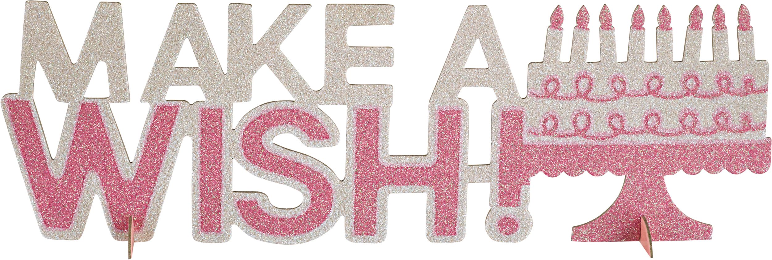 Pink Glitter Make A Wish Birthday Centrepiece Front_Flat