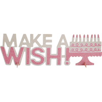 Pink Glitter Make A Wish Birthday Centrepiece Front_Flat