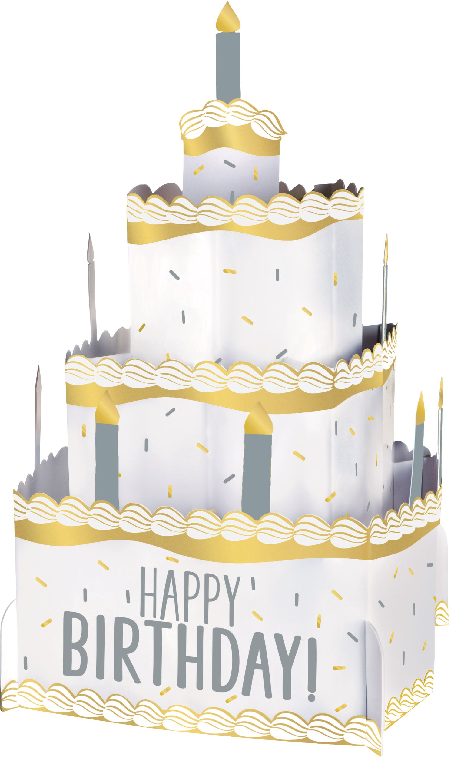 Gold & Silver Birthday Cake Pop-Up Centrepiece, 10-in Front_Angled_Left