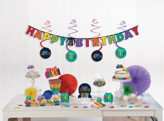 Décorations de table et de pièce Happy Birthday, multicolore, 7 po, paq. 37, pour fête d'anniversaire Composite_or_Mixed