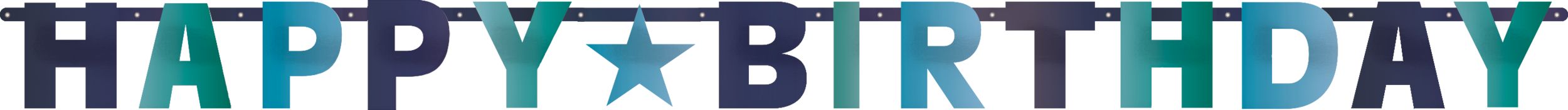 Metallic Shades of Blue Happy Birthday Letter Banner Front_Flat