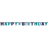 Metallic Shades of Blue Happy Birthday Letter Banner Front_Flat