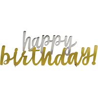 "Happy Birthday" Foil Table Centerpiece Centerpiece Decoration, Gold/Silver, 14-in, for Birthday Party Front_Flat