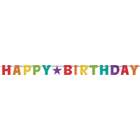 "Happy Birthday"  Prismatic Hanging Garland Banner Decoration, Multi-Coloured, 7.75-ft, for Birthday Party Front_Flat