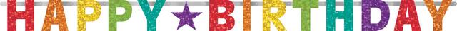 Banderole guirlande prismatique à suspendre Happy Birthday, multicolore, 7,75 pi, pour fête d'anniversaire Front_Flat