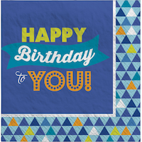 True Blue Birthday Beverage Napkins, 16-pk Front_Flat