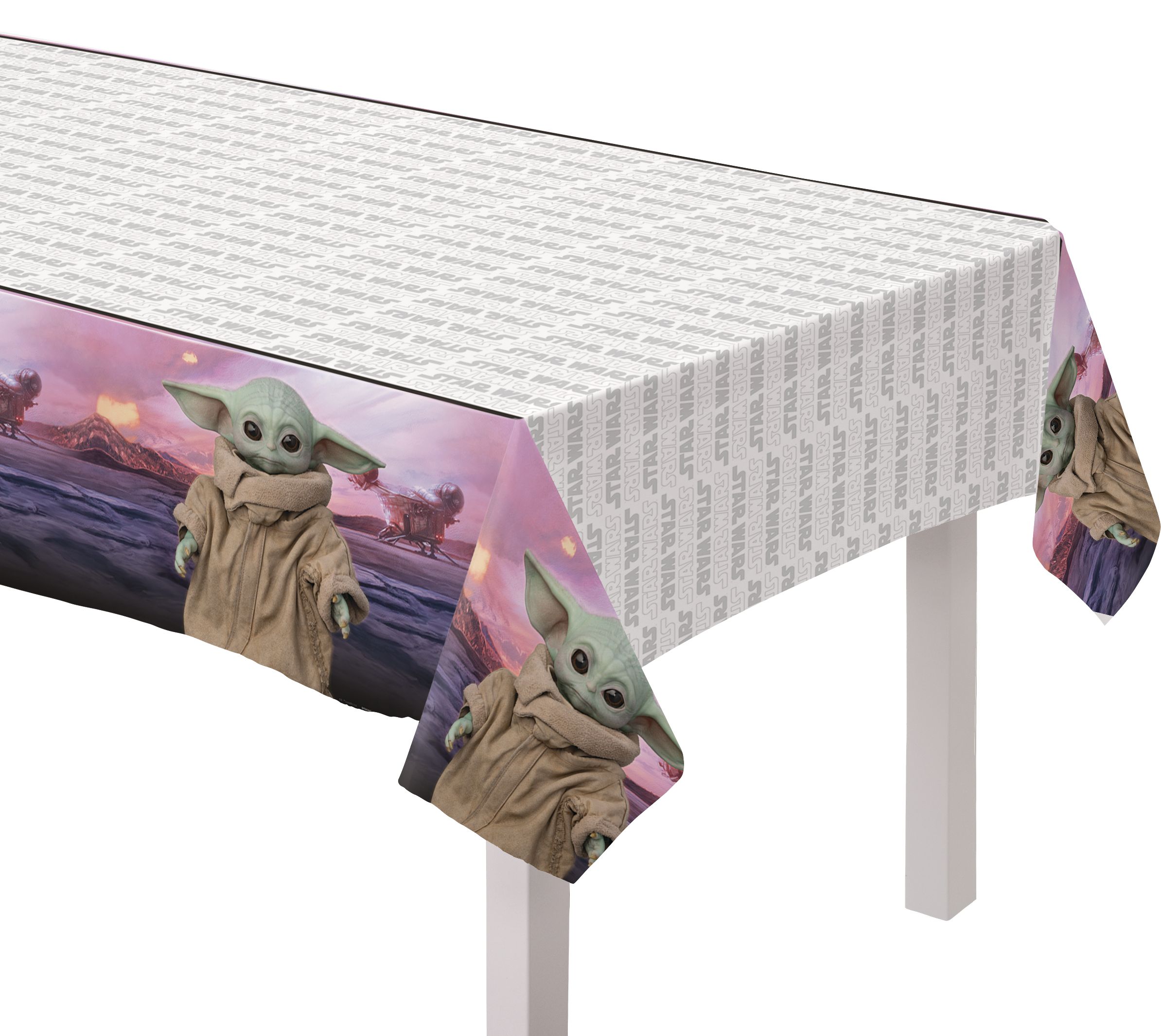 Nappe de table en papier pour fête d'anniversaire, Le Mandalorien L'Enfant, 54 x 96 po Front_Angled_Left
