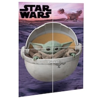 Disney Star Wars Mandalorian Baby Yoda Plastic Scene Setter Background Decoration, Multi-Coloured, 65-in, 4-pk, for Birthday Party Front_Angled_Right