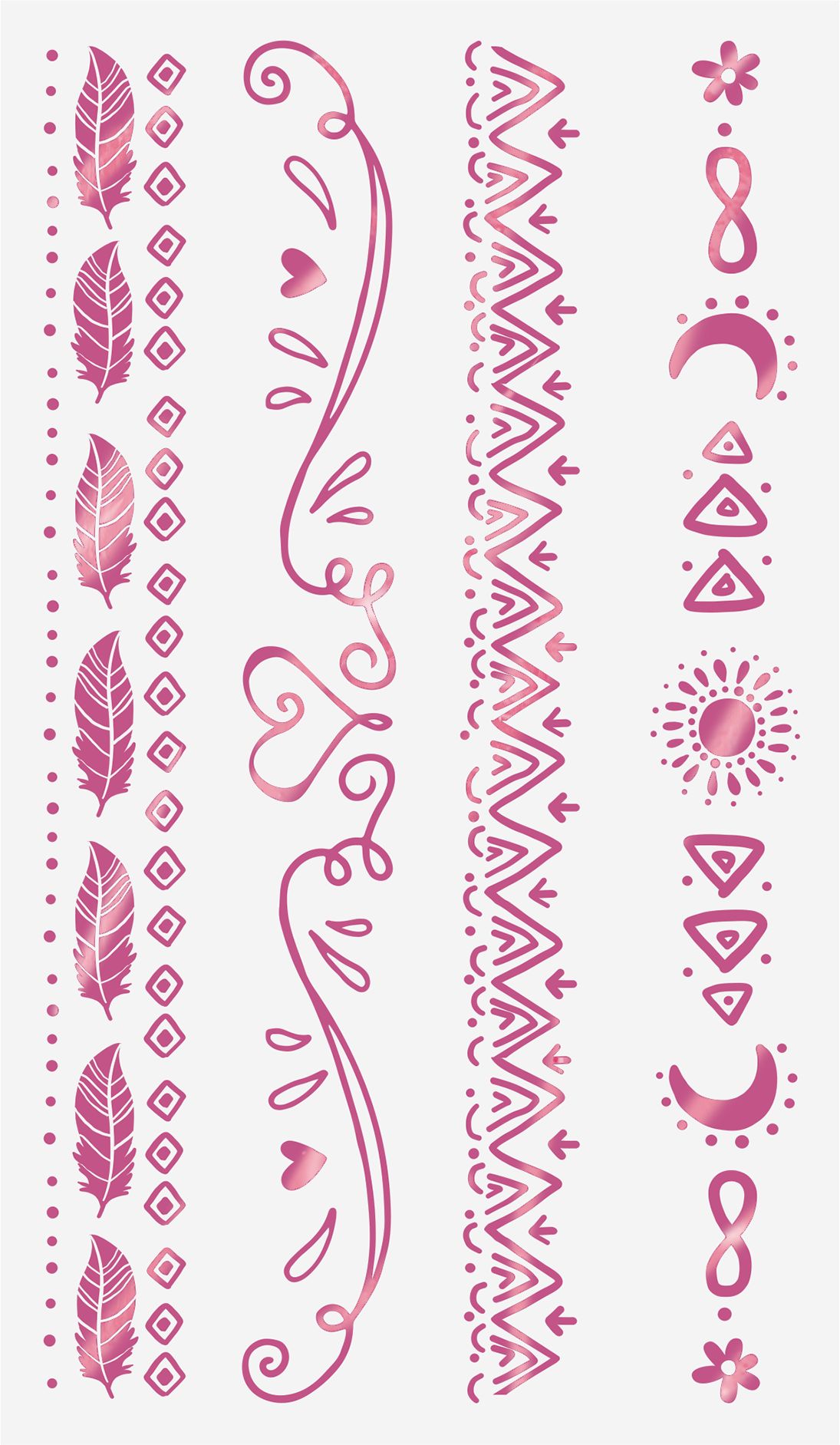 Festival Vibes Assorted Bracelet Temporary Tattoos, Pink, 8-pk, Wearable Favours  for Birthdays Front_Flat