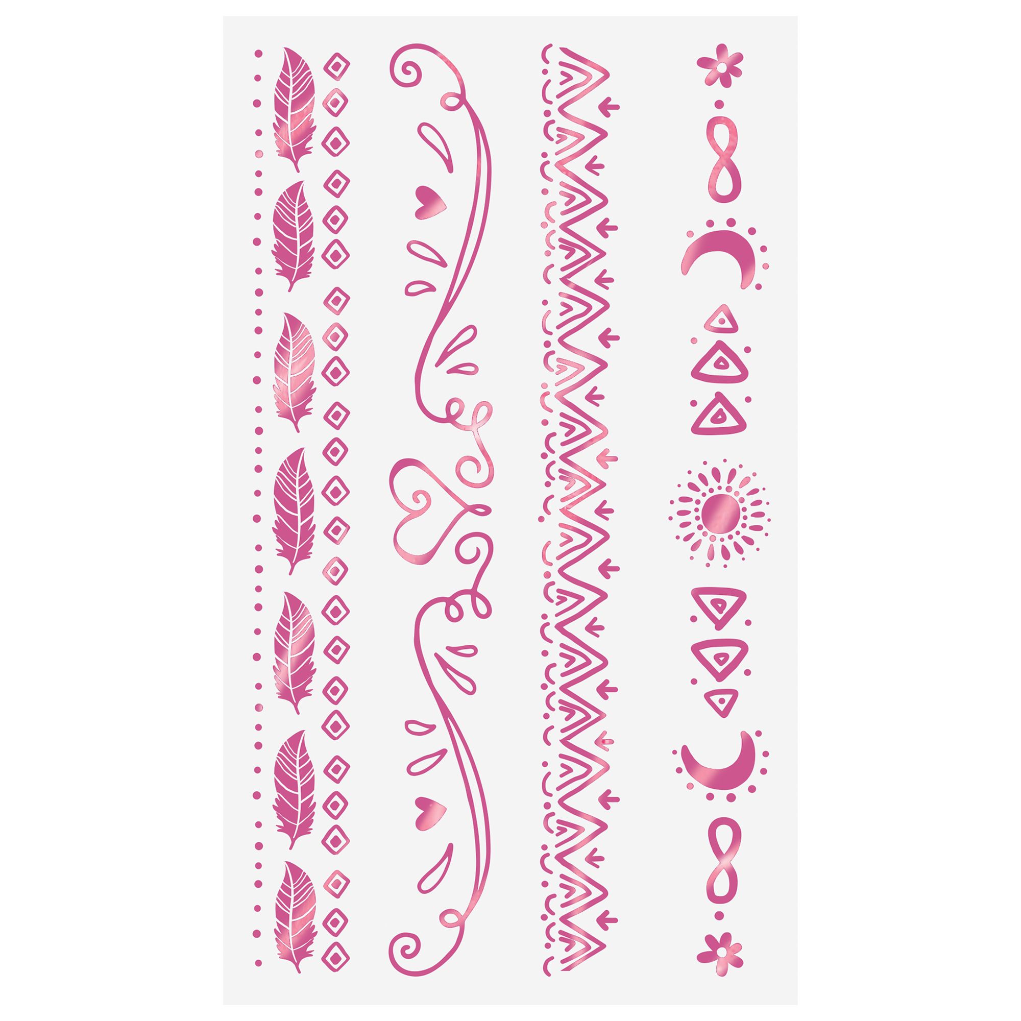 Festival Vibes Assorted Bracelet Temporary Tattoos, Pink, 8-pk, Wearable Favours  for Birthdays Front_Flat