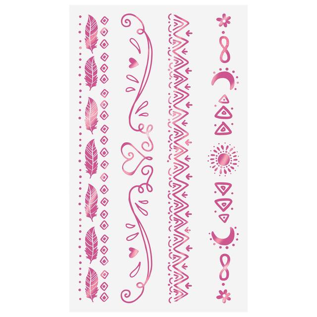 Festival Vibes Assorted Bracelet Temporary Tattoos, Pink, 8-pk, Wearable Favours  for Birthdays Front_Flat
