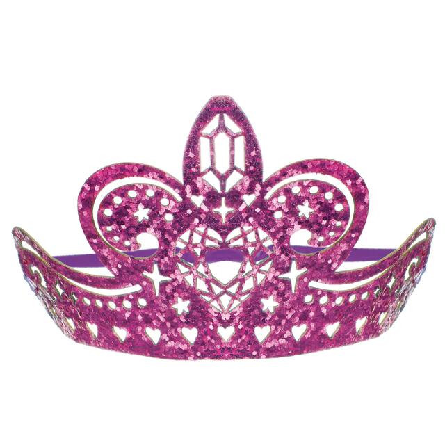 Glitter Sparkle Tiaras for Birthday Parties, Pink, 8-pk Front_Flat