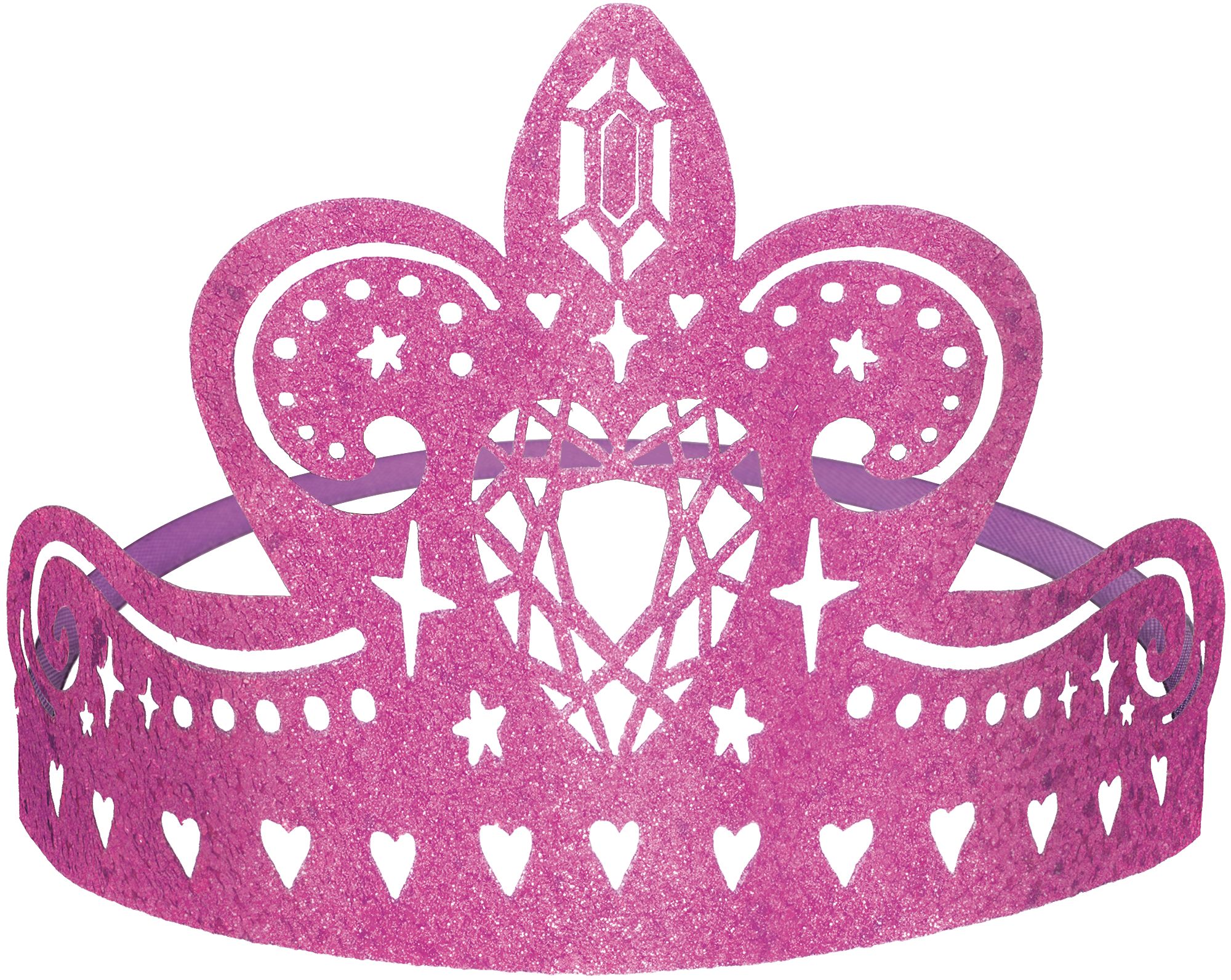 Glitter Sparkle Tiaras for Birthday Parties, Pink, 8-pk Front_Elevated