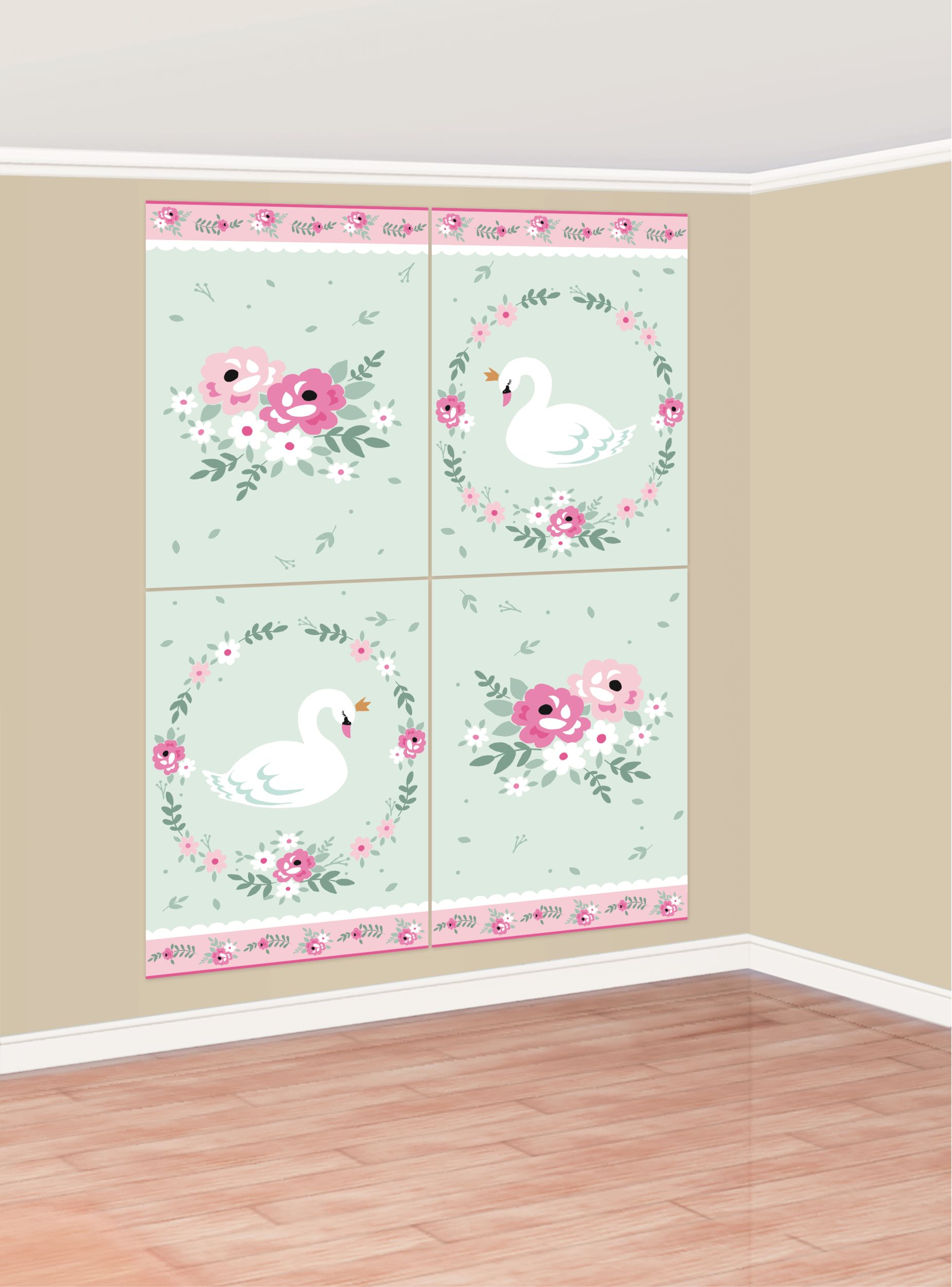 Sweet Swan Scene Setter with Photo Booth Props Front_Angled_Right