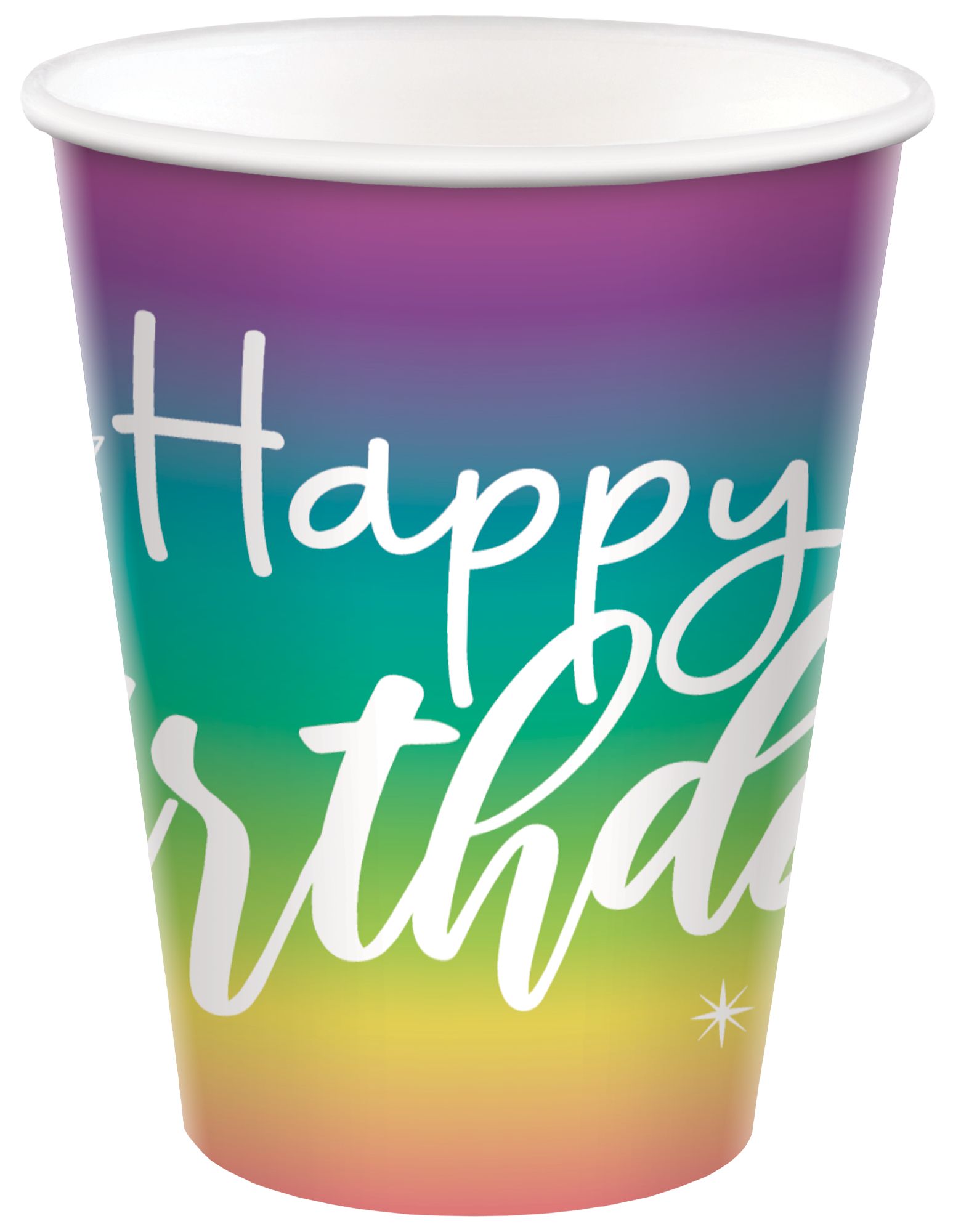 Sparkle More Birthday Party Disposable Paper Cups, 9-oz, 8-pk Front_Elevated
