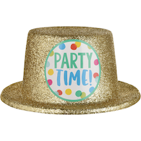 Glitter Gold Happy Dots Top Hat Front_Elevated
