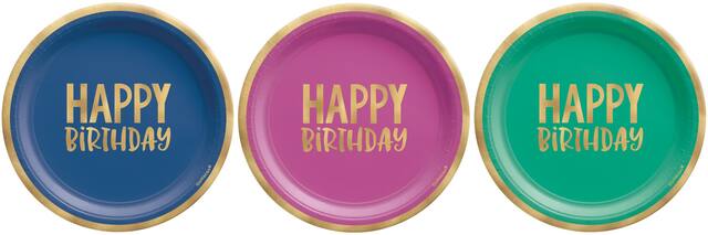 Assiettes à dessert, arc-en-ciel métallique, paq. 8 Overhead_Flat