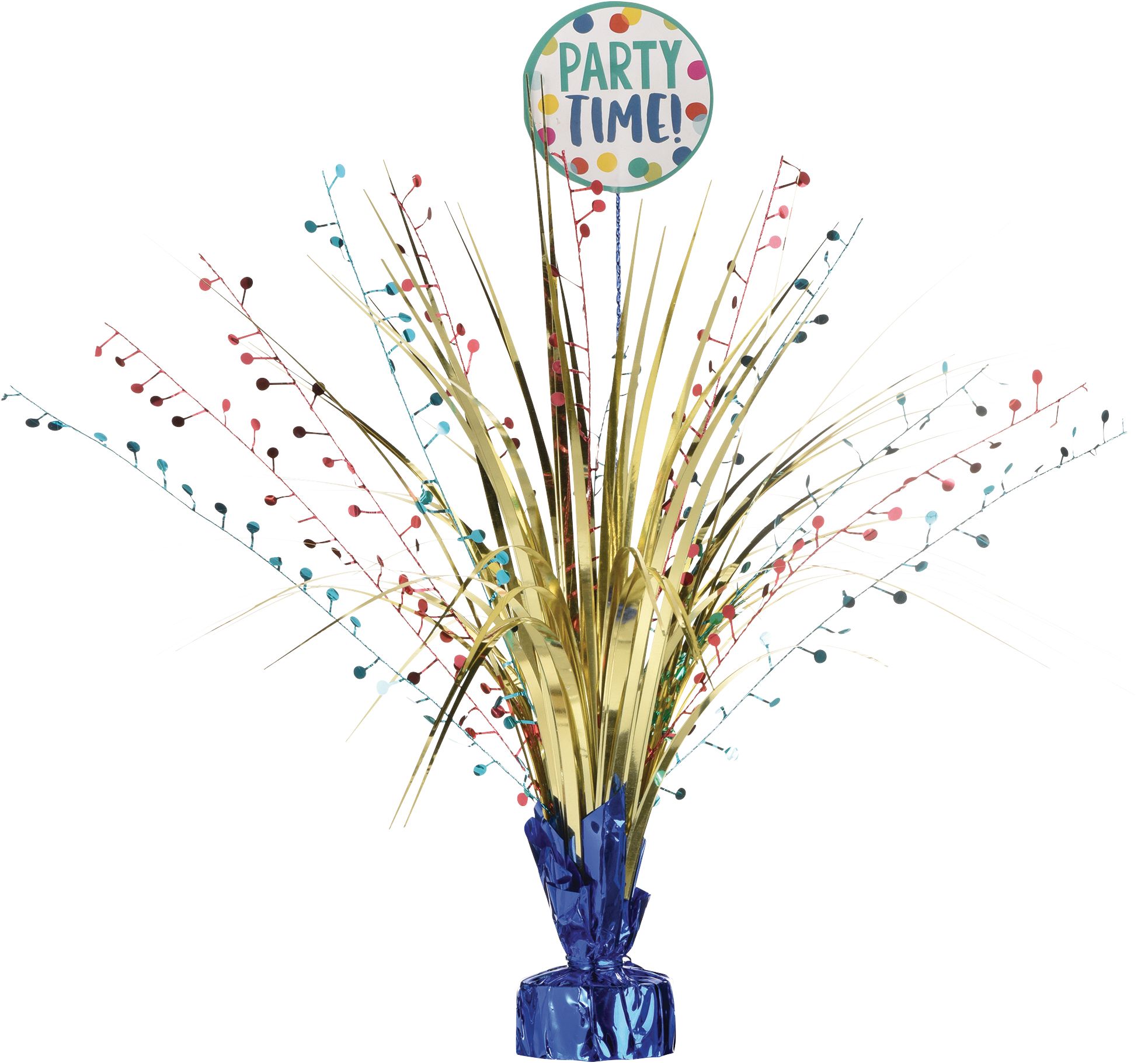 Multi-Coloured Happy Dots Party Time Spray Centrepiece Front_Flat