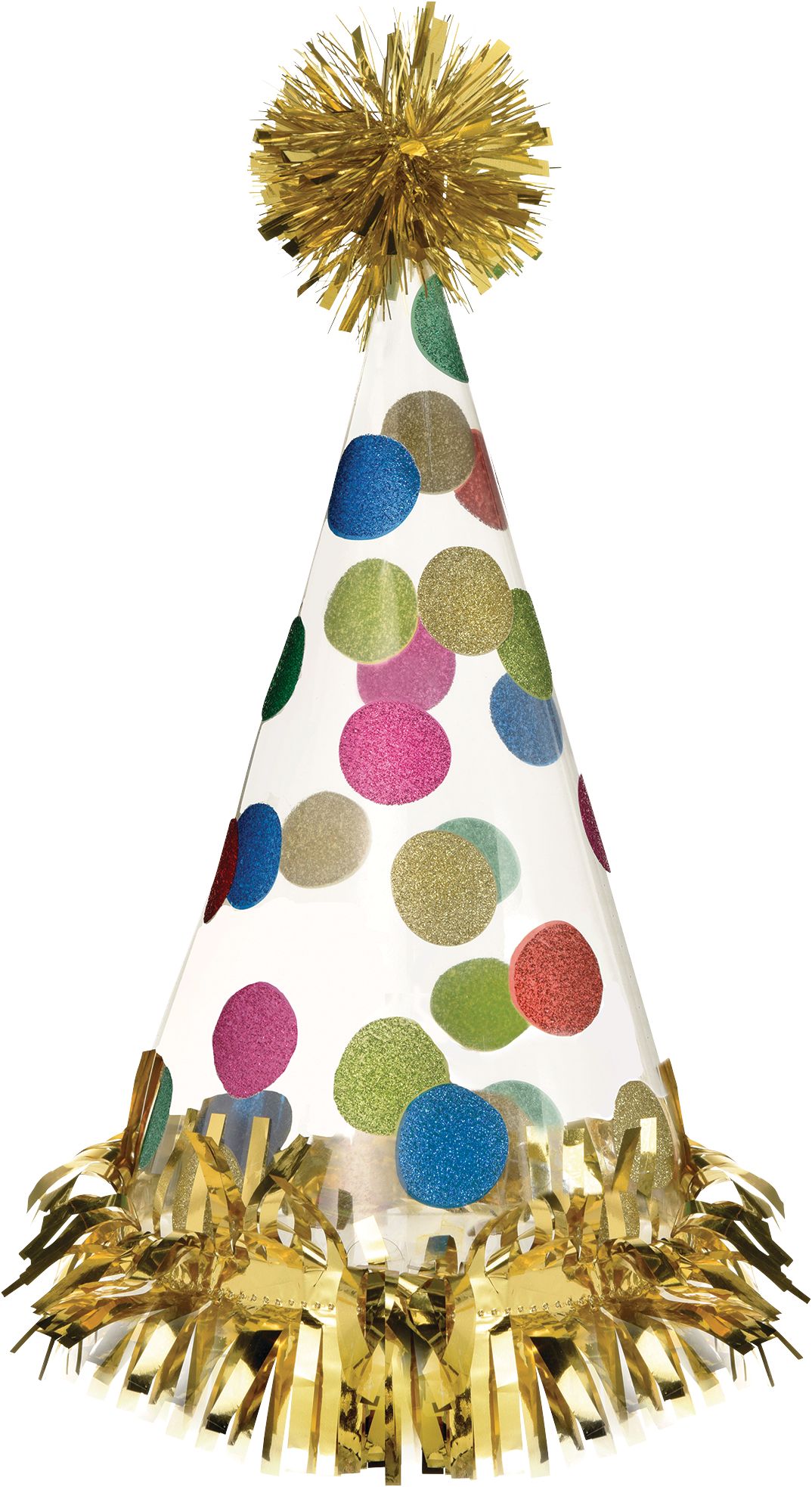 Multicolour & Metallic Gold Happy Dots Party Hat Front_Elevated