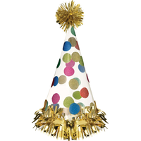 Chapeau de fête à pois multicolores et doré métallique Front_Elevated