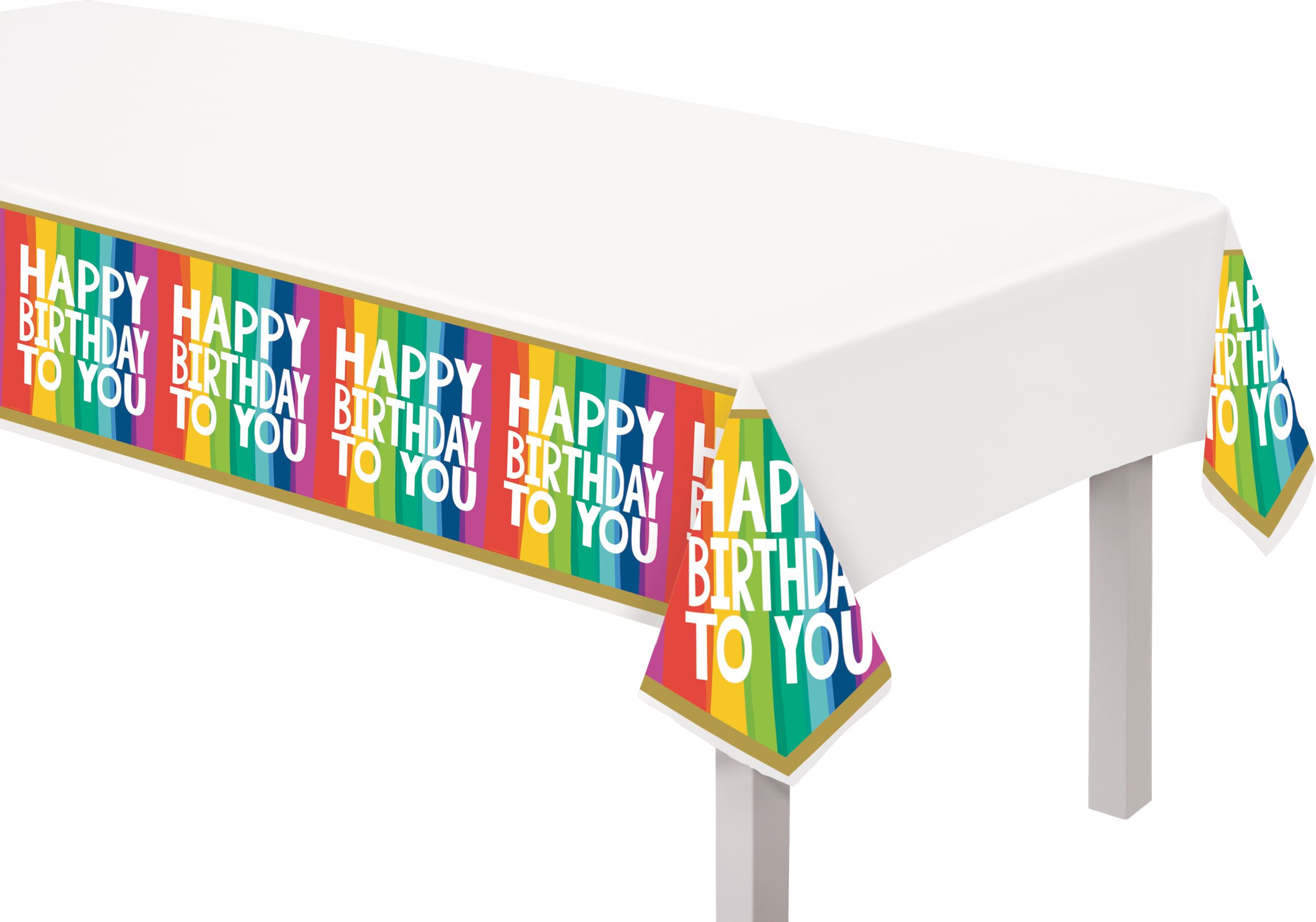 Nappe «&nbsp;Souhaits d'anniversaire&nbsp;» en plastique arc-en-ciel CloseUp